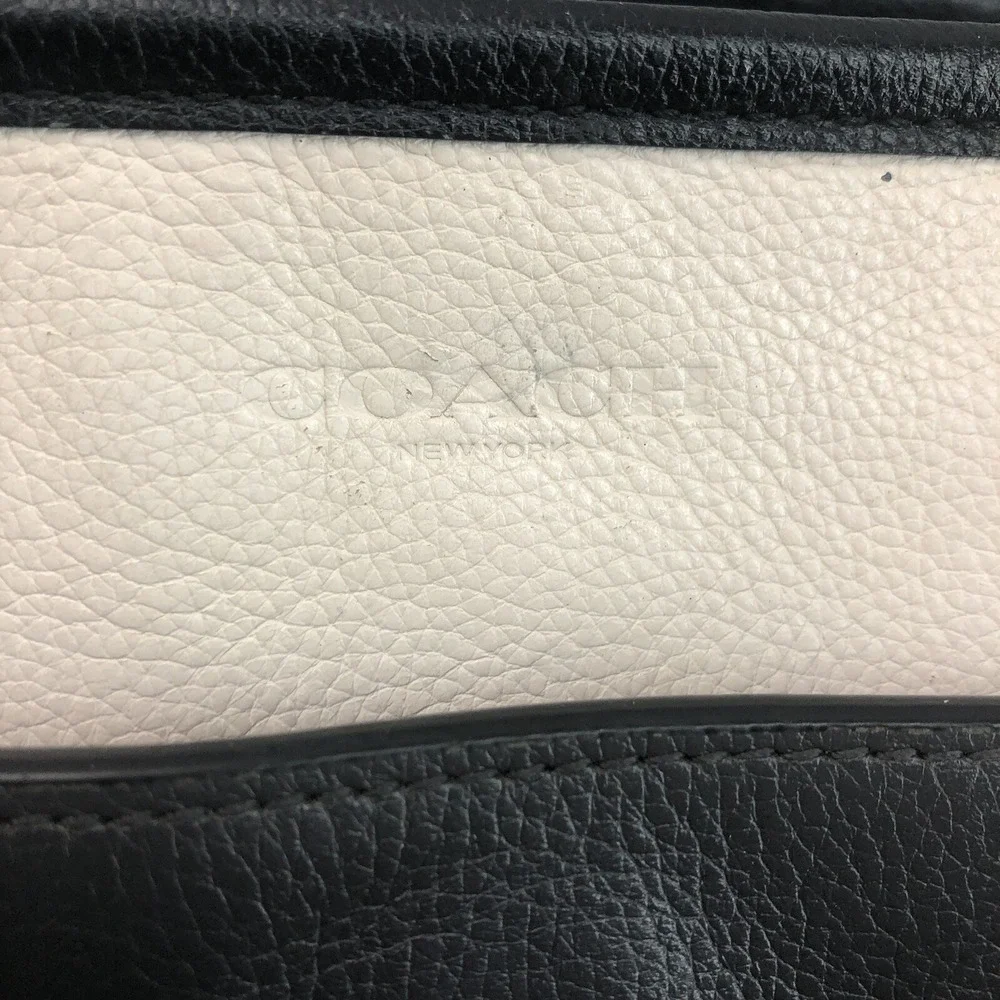 COACH‎ Perry Business Tote Crossbody Strap Gray Cream Black Leather 57568 laptop